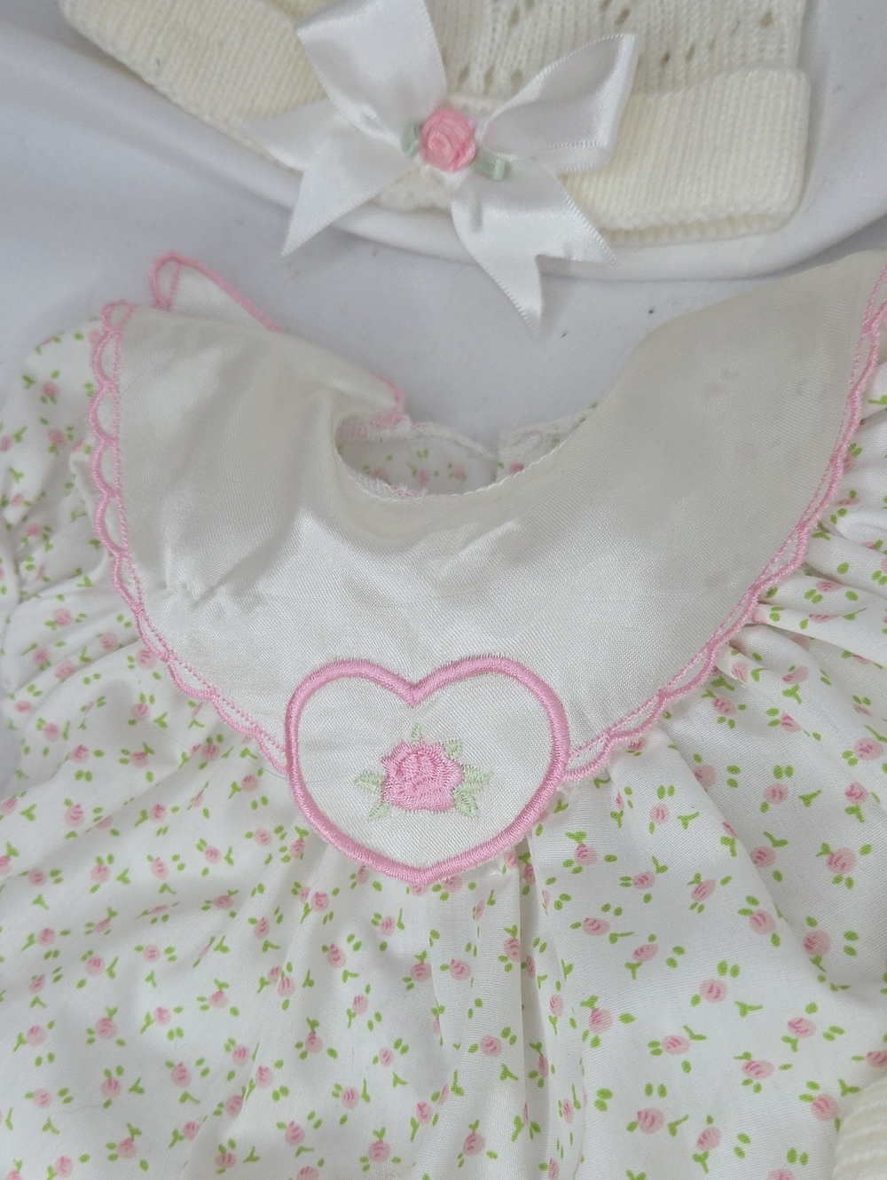 Baby Born Pink Floral Dress Sweater Hat Outfit Vtg 90s Zapf Creation Rare - Picture 3 of 7